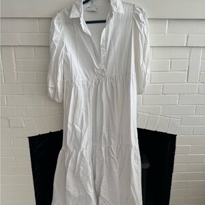 White Poplin Cotton Women's Dress